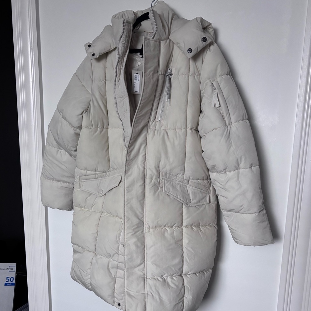 River Island Off-White Quilted Puffer Jacket, NWOT